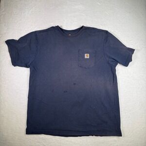 Carhartt Mens XL Navy Blue Original Fit Short Sleeve Pocket T Shirt Workwear